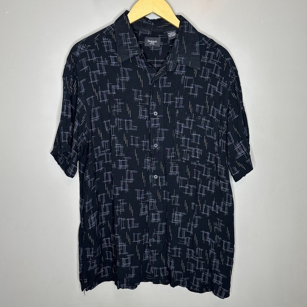 Haggar Print shirt sleeve button down shirt